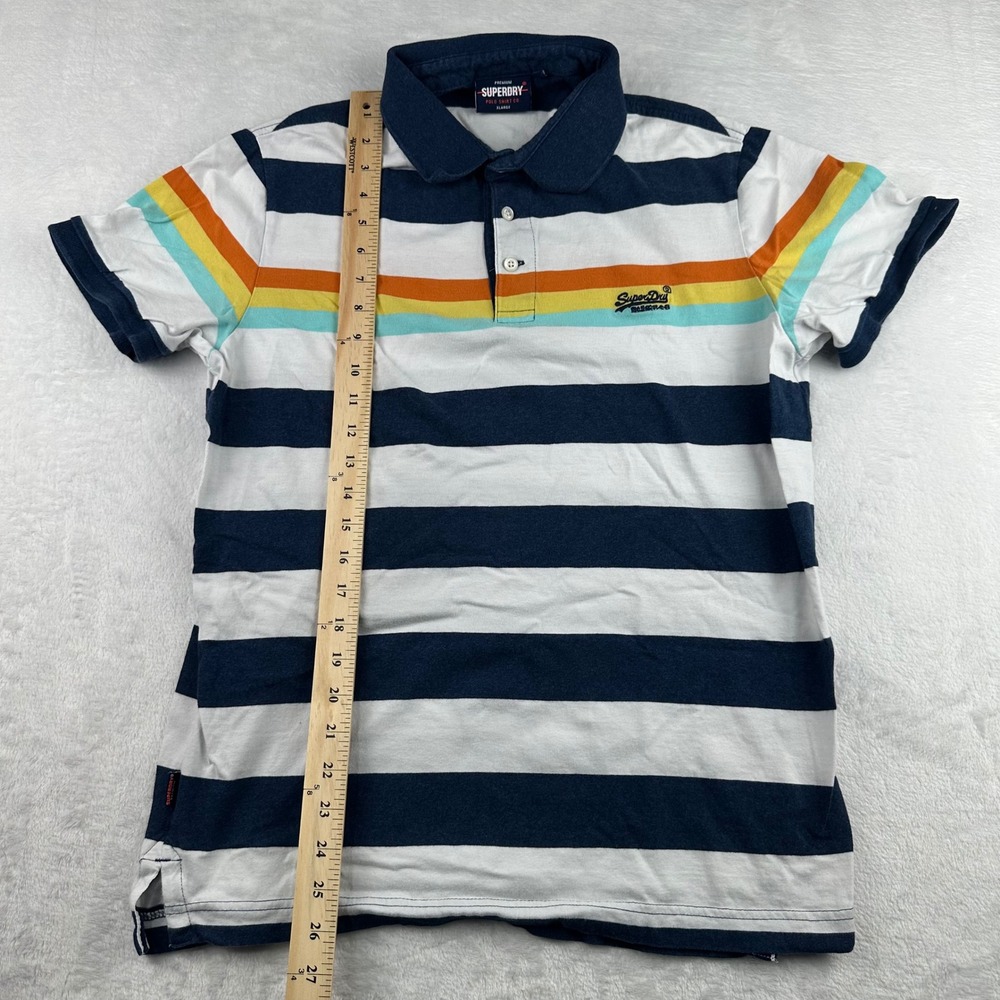Superdry Mens Premium Polo Shirt XL Striped Navy White Orange Stripe M1110058A - Picture 4 of 8